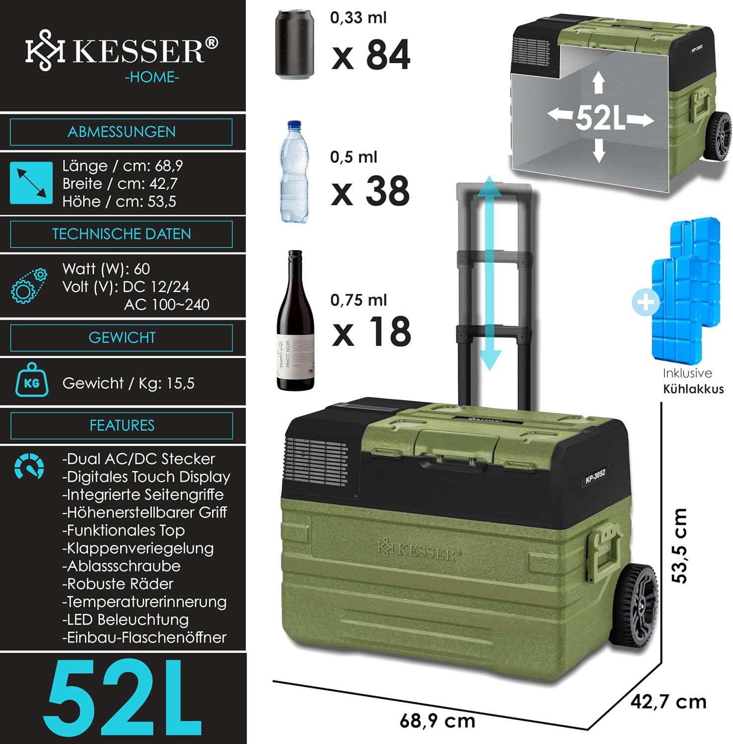 Thumbnail 6 de KESSER Kompressor Kühlbox 52L