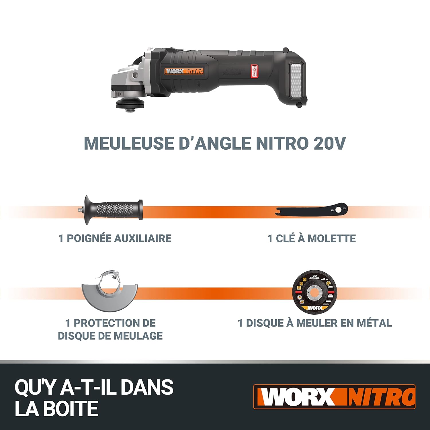 Thumbnail 6 de WORX Meuleuse d'Angle sans Fil Brushless 20V WX814.9 – Disque 125 mm (sans batterie ni chargeur)
