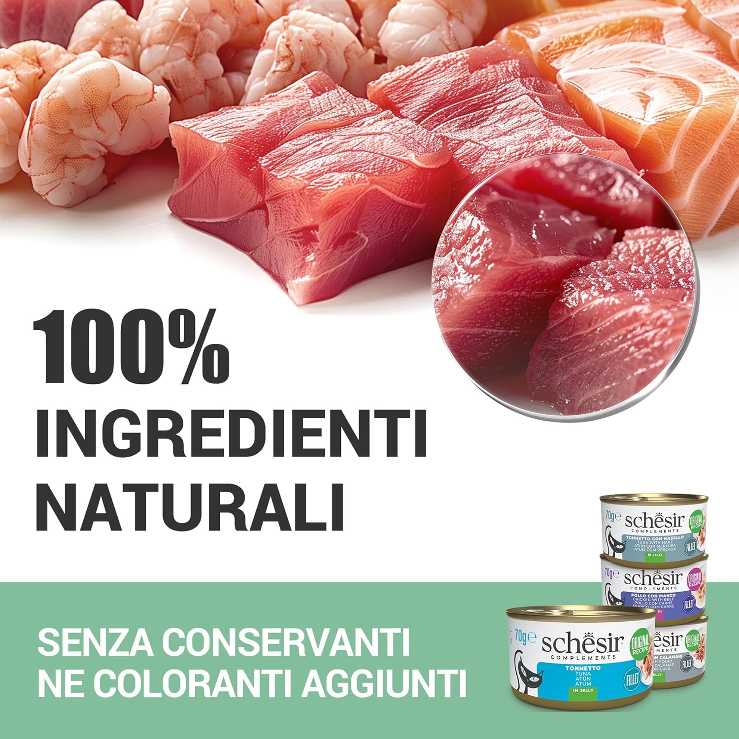 Thumbnail 6 de Schesir Filetti di Pollo con Manzo in brodo – Filetti naturali per gatti, 12 lattine da 70 g