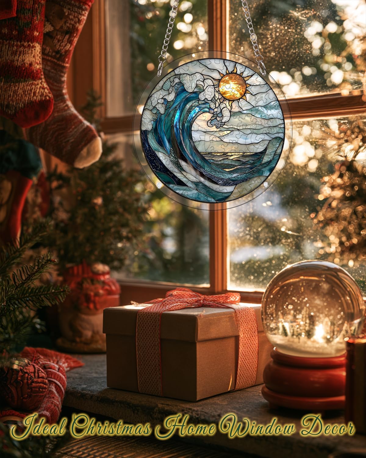 Detalle de HWRHTR Ocean Wave Sun Acrylic Puzzle Suncatcher, 80 Pieces, 6.3-Inch