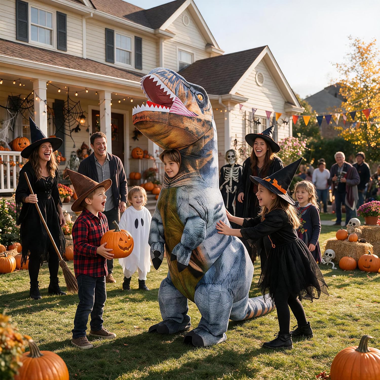 Thumbnail 3 de RQUXMT Inflatable Dinosaur Costume for Kids, Full-Body T. Rex Suit with Fan