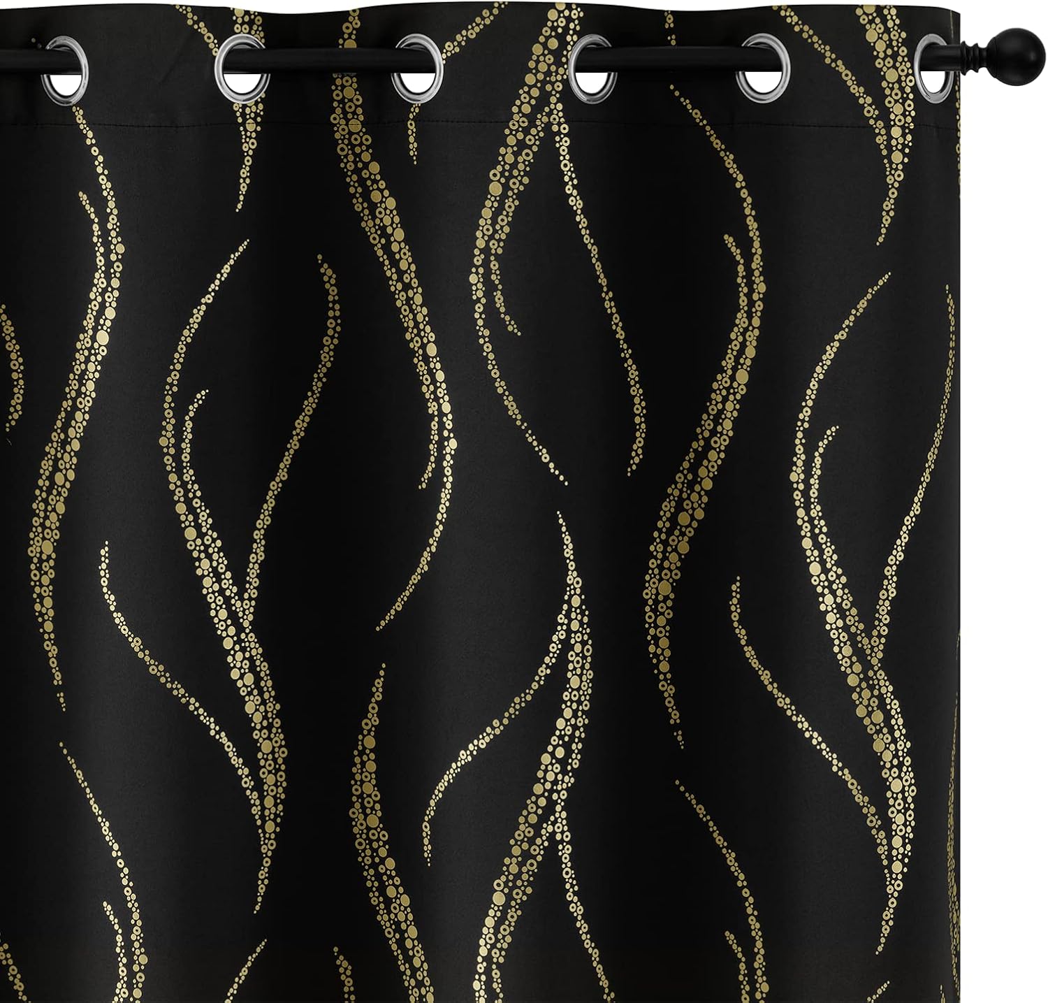 Thumbnail 6 de Yakamok Blackout Curtains 95" Emerald Green Silver Wave Dots 2 Panels