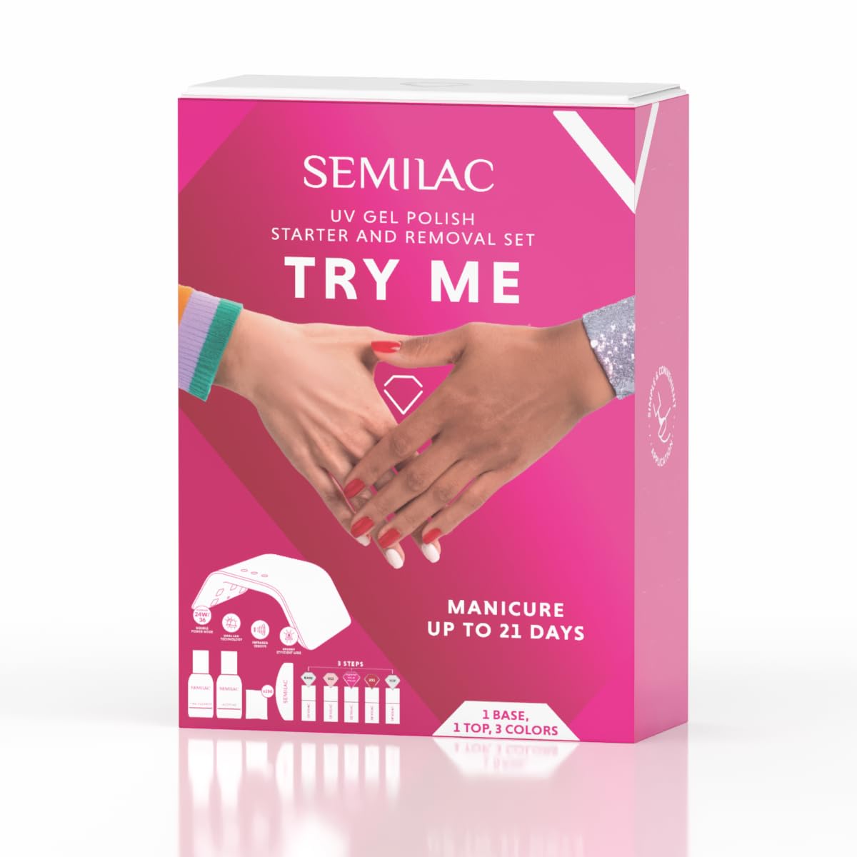 Detalle 2 de Semilac Try Me Hybrid-Maniküre-Set 3 Nagellacke
