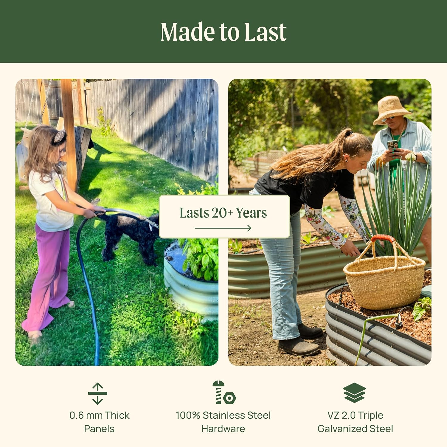 Detalle 2 de Vego Garden 32" Extra Tall 4-in-1 Modular Metal Raised Bed, Pearl White