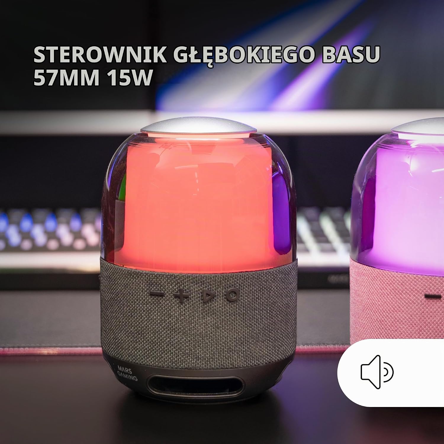 Detalle 2 de Mars Gaming MS-FLOW – przenośny głośnik Bluetooth 15 W z RGB 360° i MicroSD