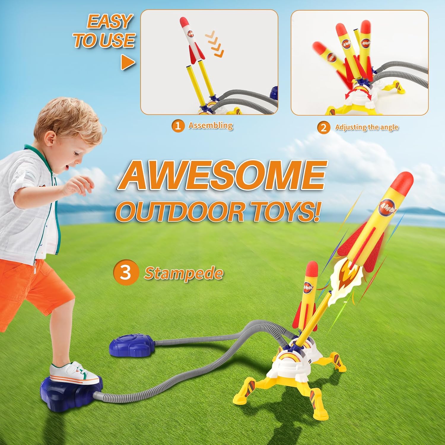 Thumbnail 5 de TODARRUN Space Rocket Launcher for Kids: 6 Rockets, Dual Pedal Action, LED & Foam Variants