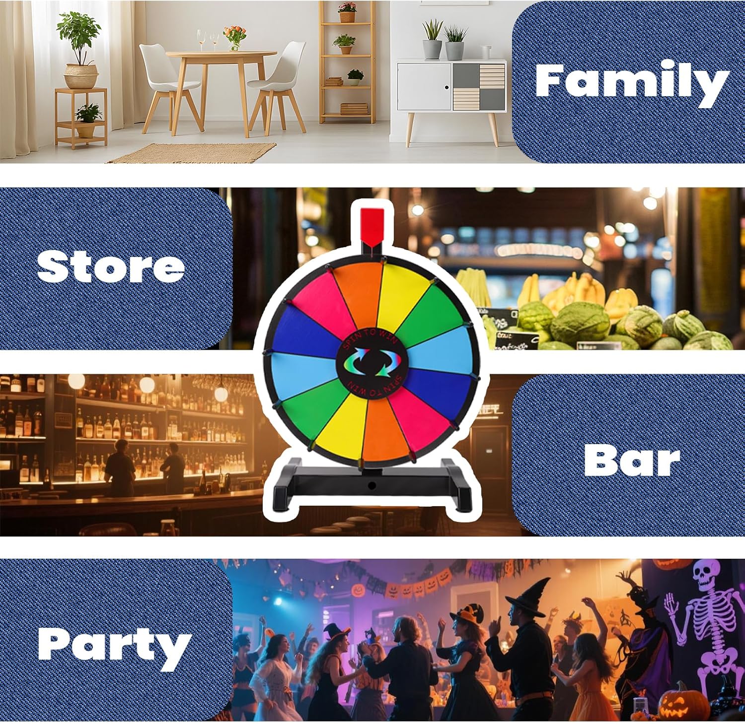 Thumbnail 5 de iElyiEsy Spinning Prize Wheel 12 Inch Tabletop with Stand (12 Colour Slots)