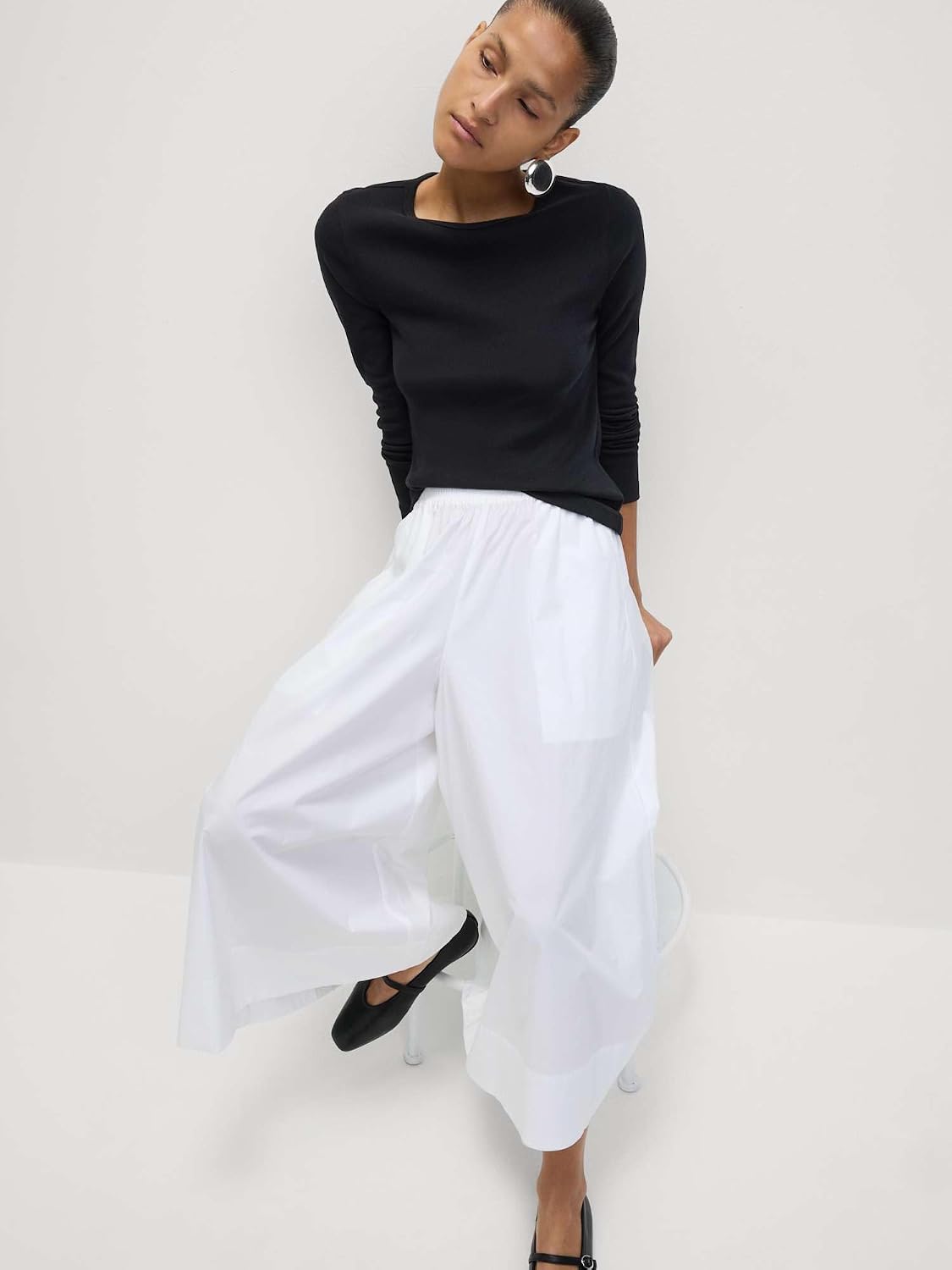 Detalle 1 de Marks & Spencer geribbelde damestop met hoog katoenaandeel, slim fit en stretch