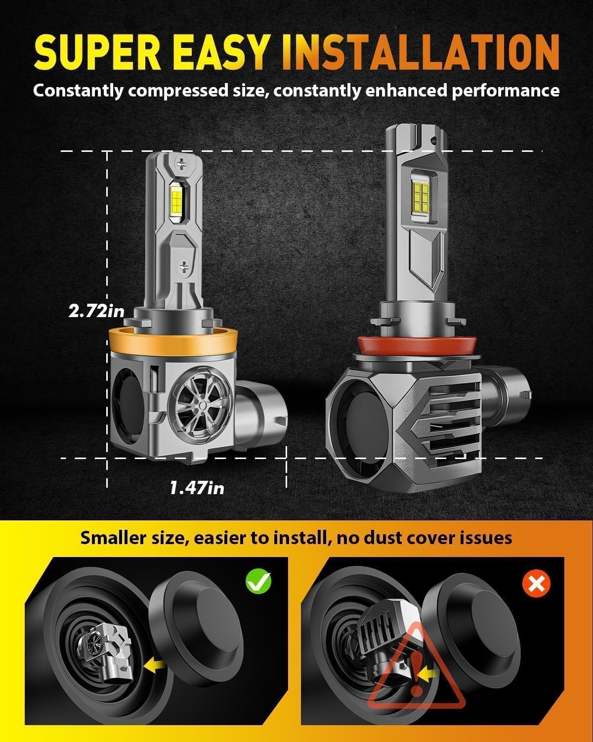 Detalle de Termitor Combo H11/H8/H9 & 9005/HB3 80,000LM LED bulbs