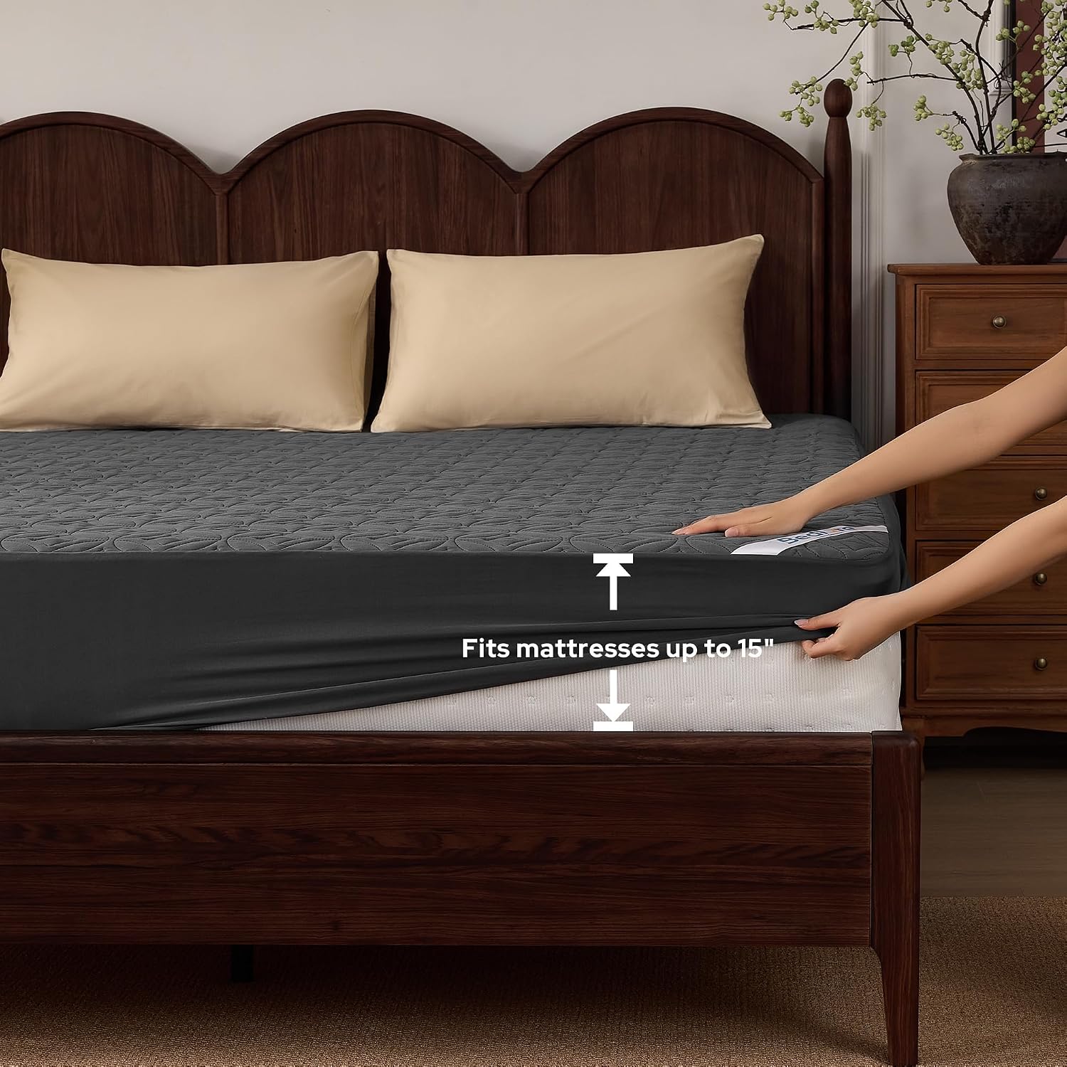 Detalle 2 de BEDLORE Twin XL Waterproof Mattress Protector, Quilted Brushed Microfiber