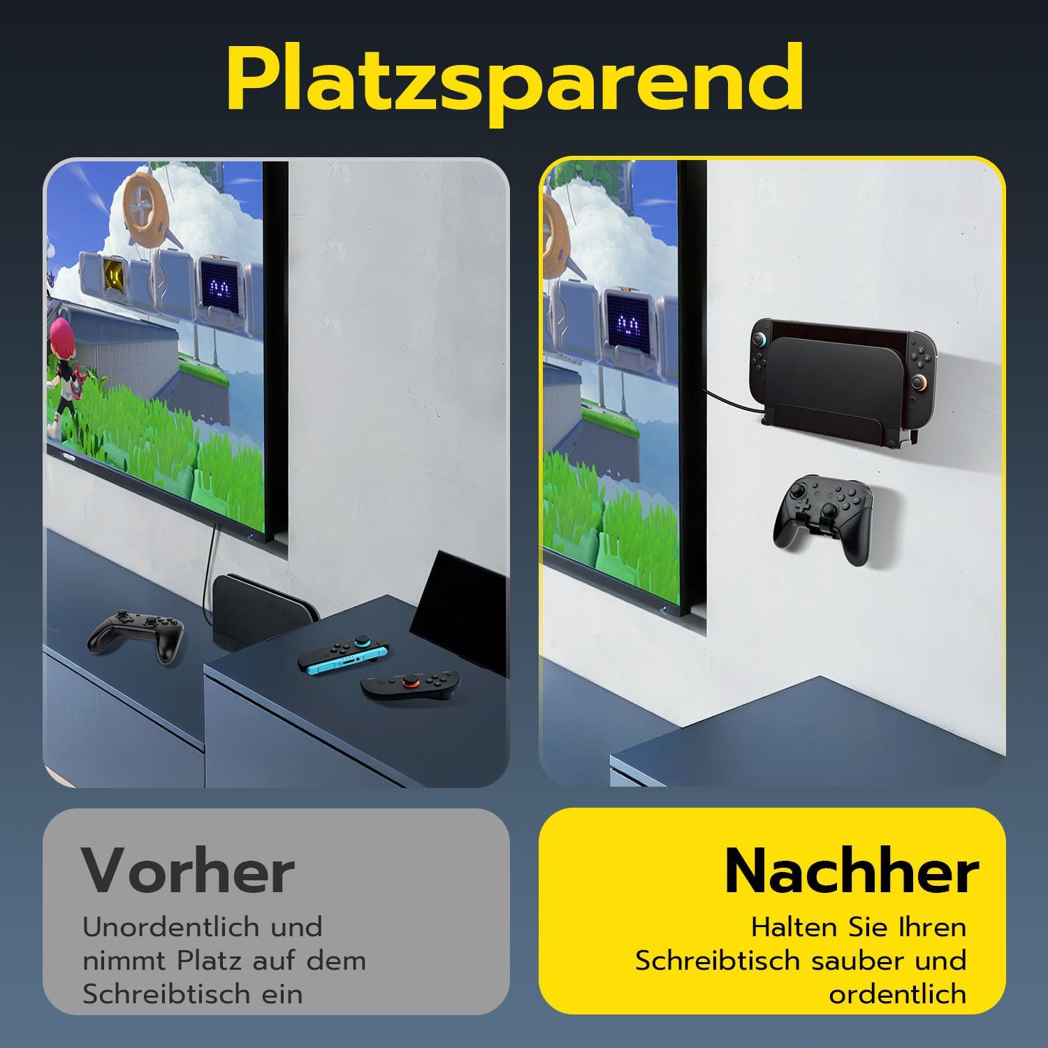 Thumbnail 5 de Wigearss Wandhalterung aus Metall für Nintendo Switch 2 – stabile Lösung mit JoyCon-Haken und Pro Controller Halter