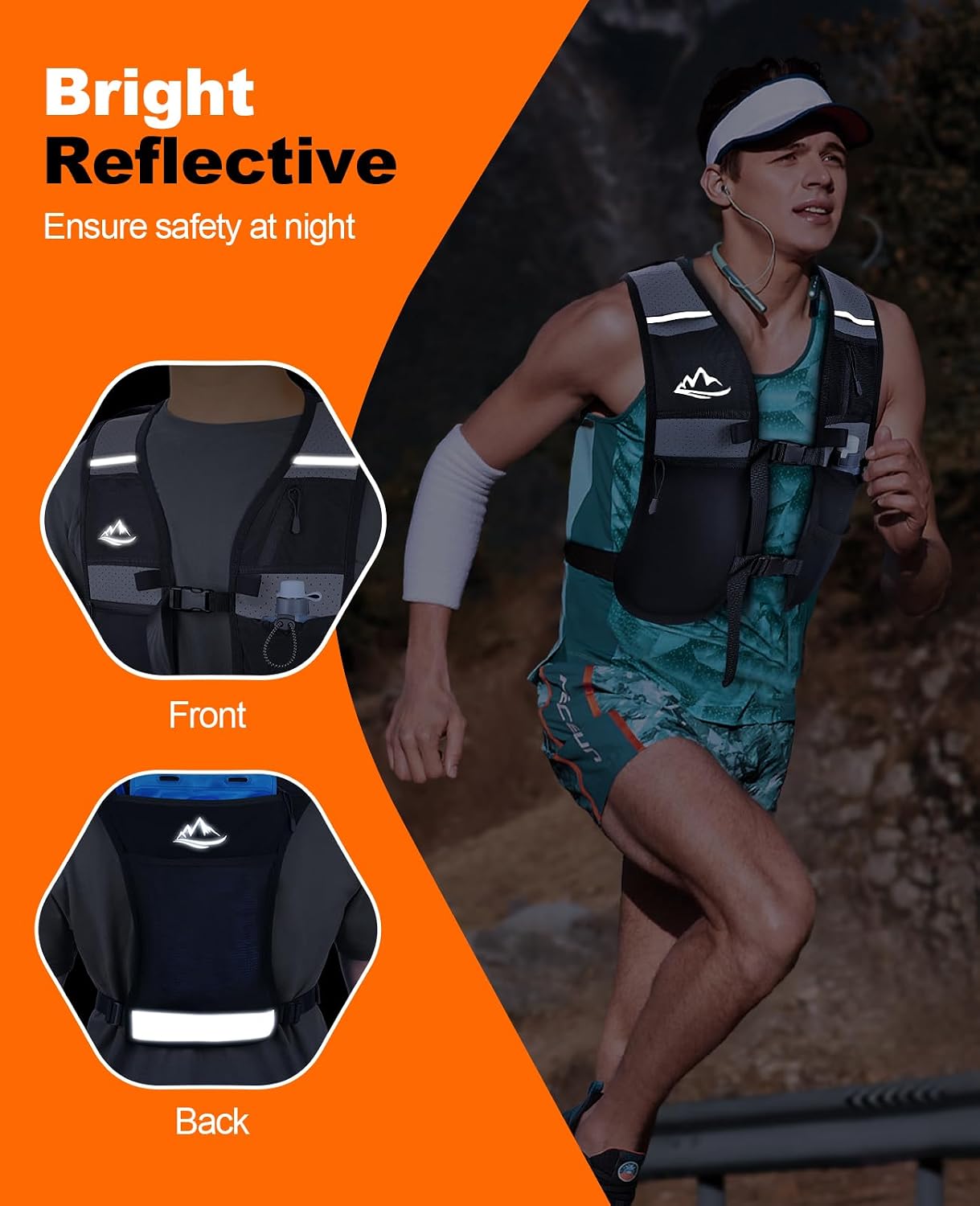 Detalle de Rolgno Running Vest: Lightweight Reflective Hydration Vest with 2L Compartment