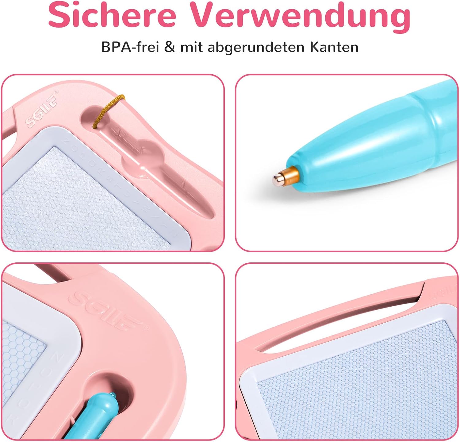 Thumbnail 3 de SGILE Magnetische Maltafel Zaubertafel für Kinder – Hellrosa, 4 Farbzonen, 3 Stempel, ABS-Kunststoff