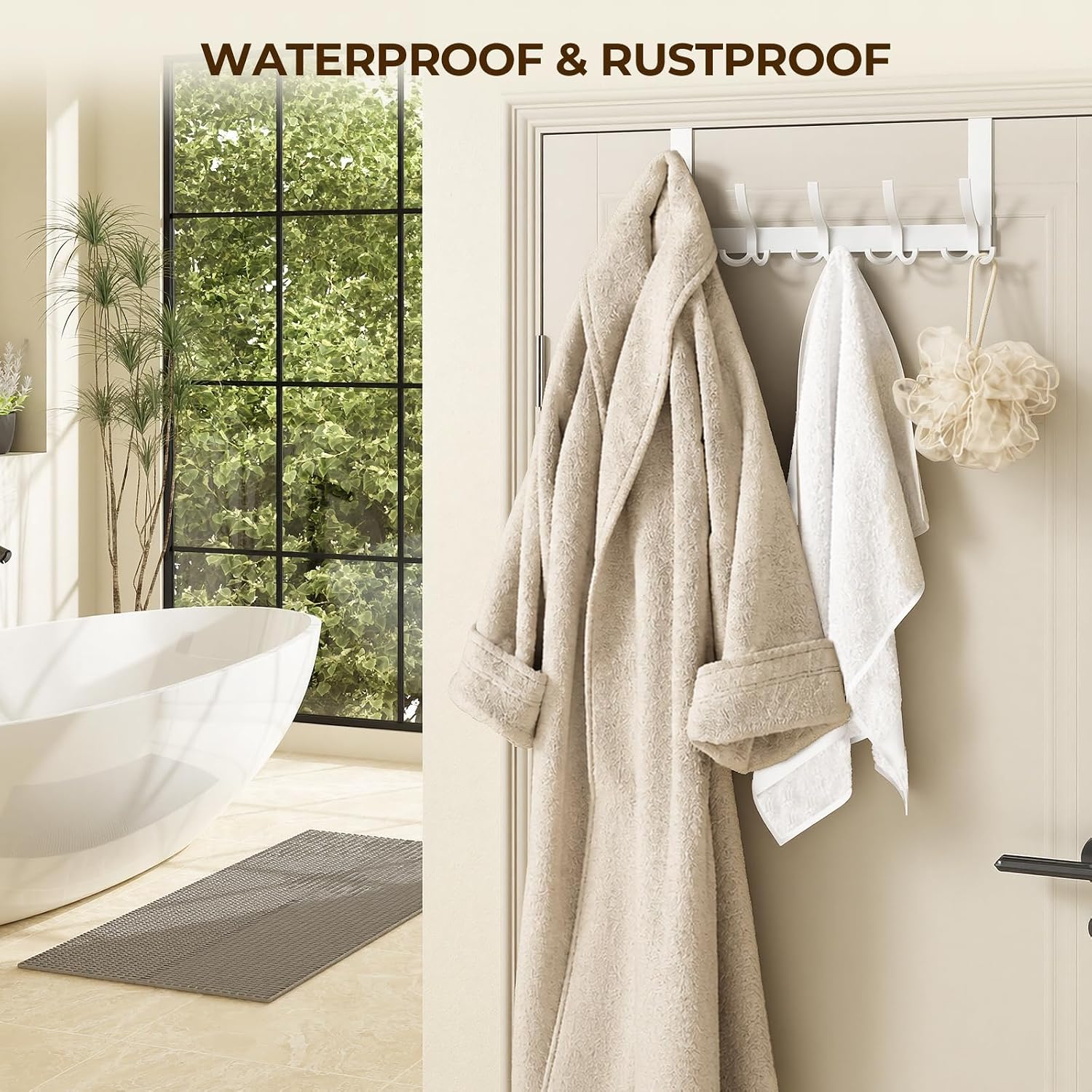Detalle de Optish TRI-1P Over-the-Door Hook Rack, 15 Hooks, White Matte Finish