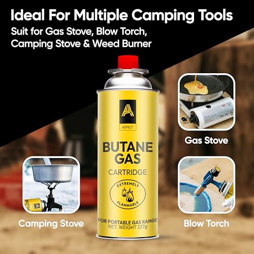 Thumbnail 3 de ASPECT Camping Gas 227g (Pack of 8): Universal Butane Canisters for Portable Stoves and More