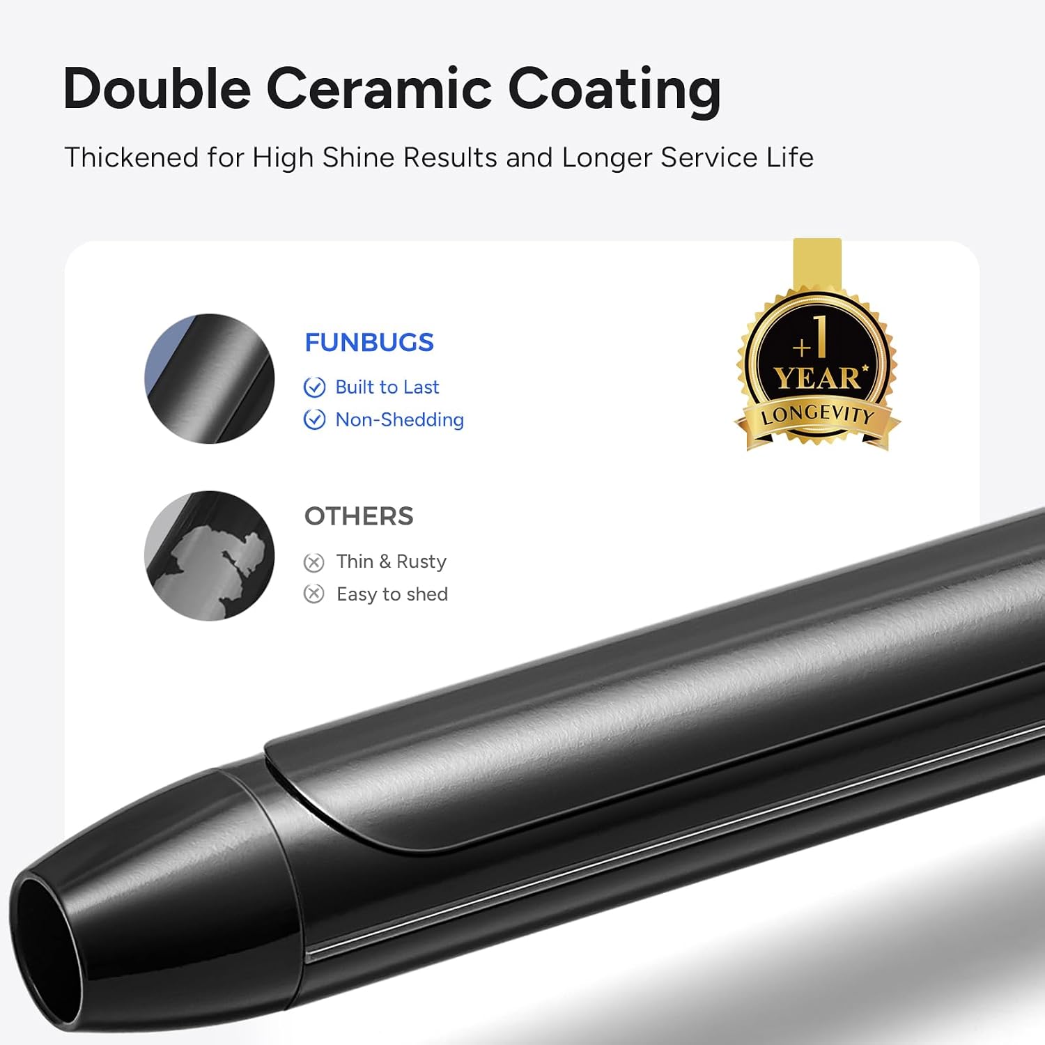 Thumbnail 4 de FUNBUGS Long Barrel 32mm Curling Tongs with Dual Voltage and Extended 20cm Wand