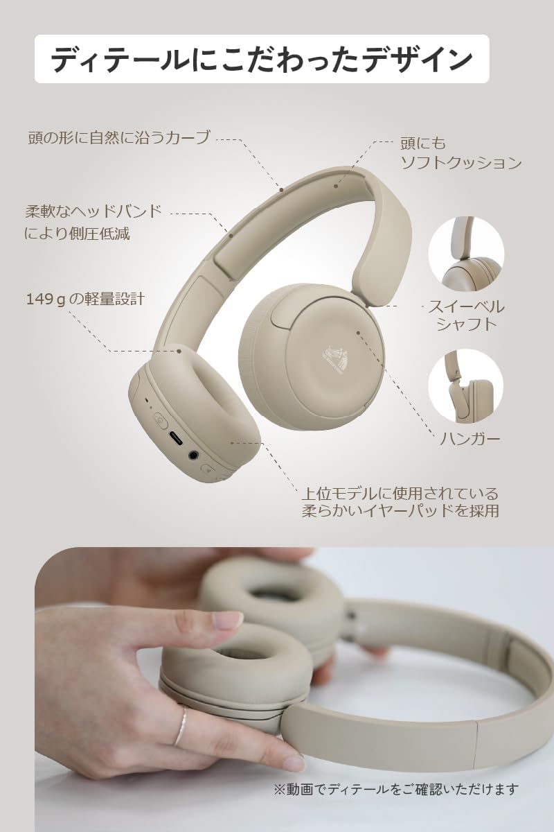 Detalle 1 de JVCケンウッド Victor HA-S60W-B ワイヤレスヘッドホン、オンイヤー型・最大50時間再生・有線対応