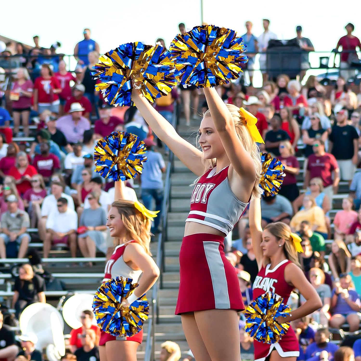 Thumbnail 6 de CREATIEE-PRO Cheer Pom Poms, 4-Piece Metallic Blue and Gold Set