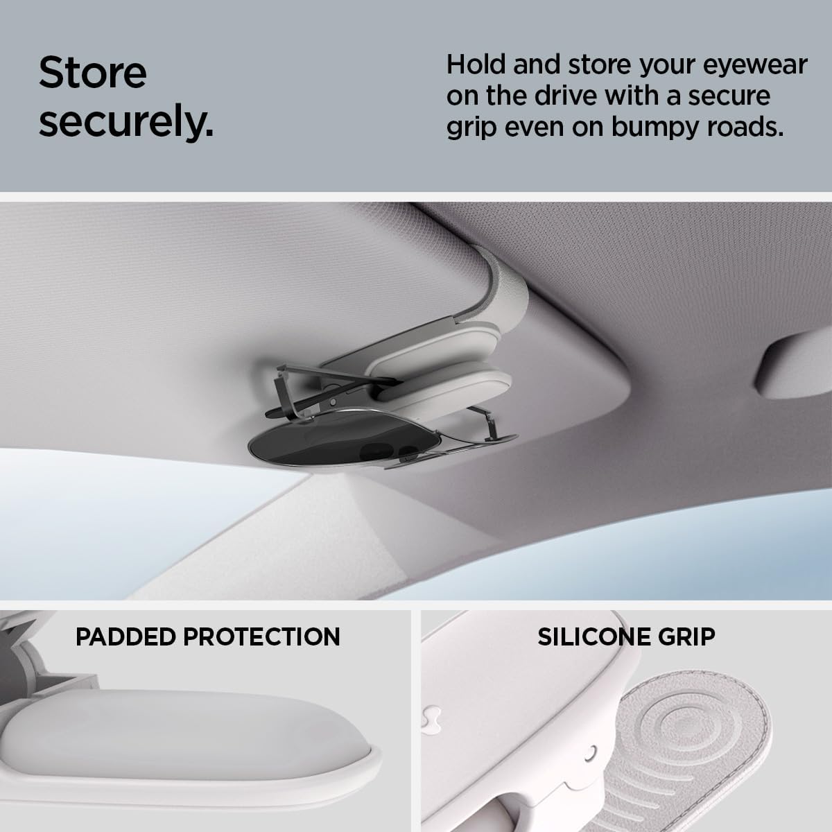 Thumbnail 2 de Spigen support lunettes universel avec pince en silicone pour pare-soleil (lot de 2) – Gris