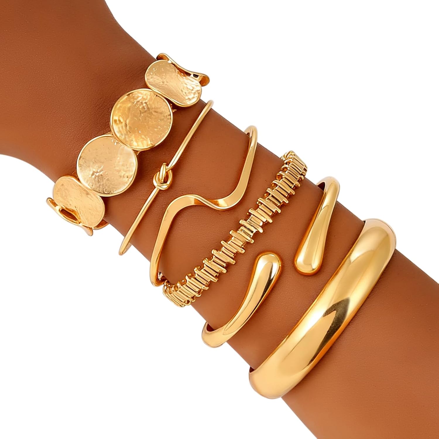 Detalle 2 de ILGANT Gold Bangle Bracelet Set 6-Piece