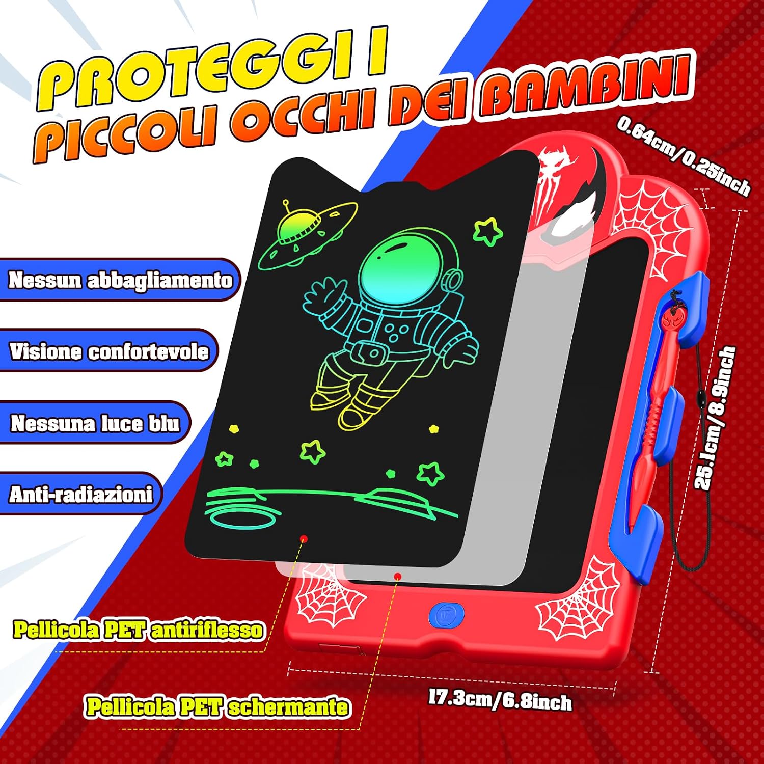 Detalle de Braxel 2 Pezzi Lavagna per Bambini 8,5'' – Lavagna Magica Colorata, Cancellabile e Portatile
