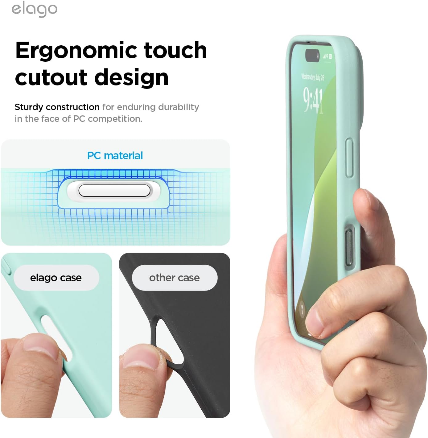 Thumbnail 6 de elago Mint Liquid Silicone Case for iPhone 16 — Slim, Protective, Hand‑Friendly