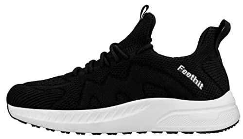 Detalle de Feethit Zapatillas Hombre para Caminar y Running – Negro/Blanco, Talla 42