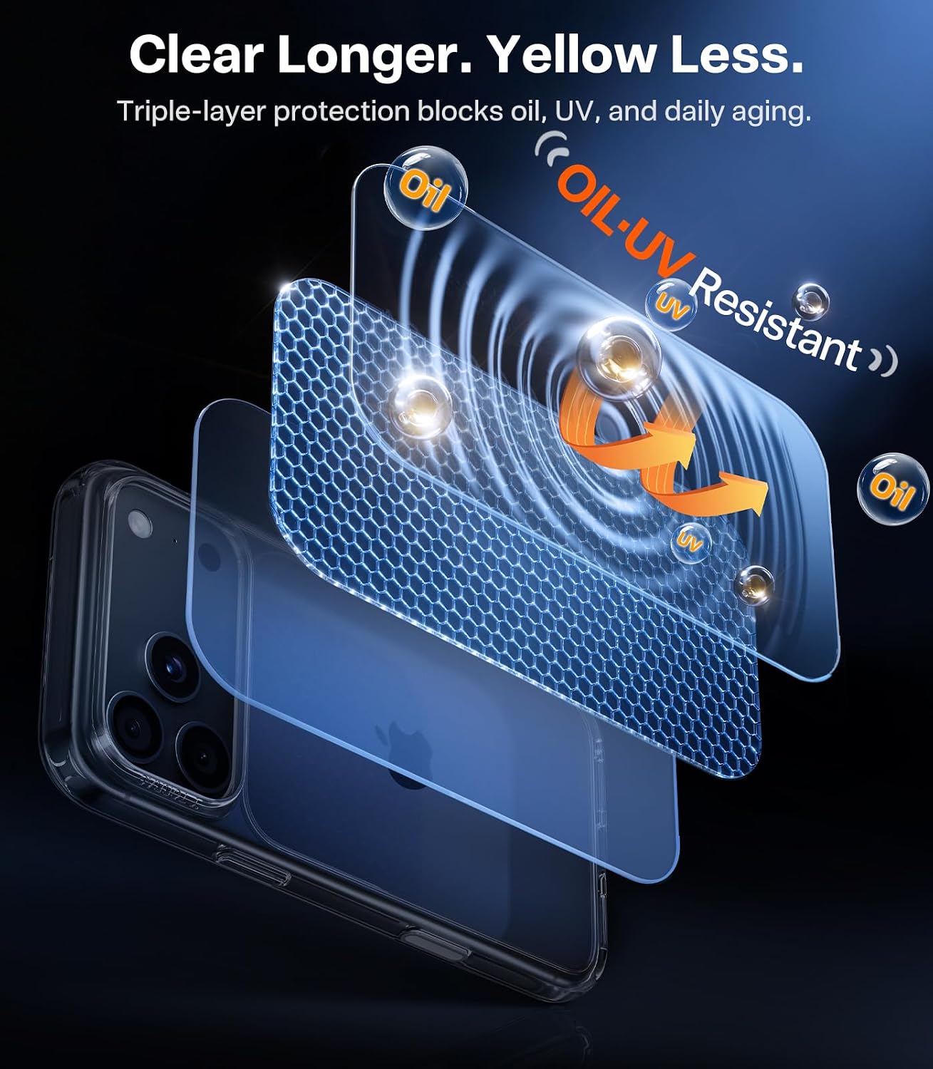 Detalle 2 de TORRAS Diamond Clear Case for iPhone 18 Pro Max, Slim Anti-Yellowing Design