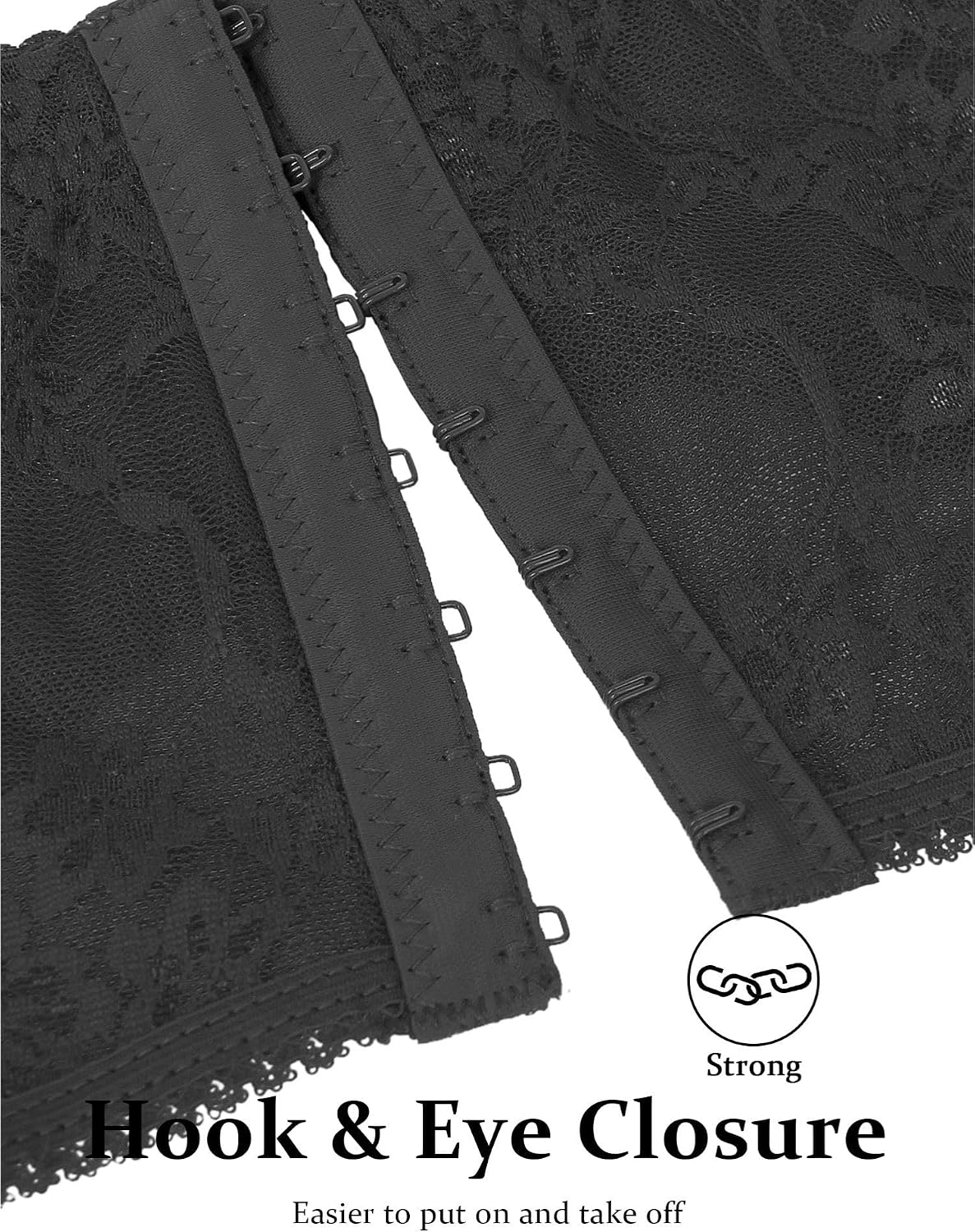 Detalle 2 de ohyeahlady Women’s stretch lace suspender belt with 6 straps and metal clips (plus size set, G-string included)