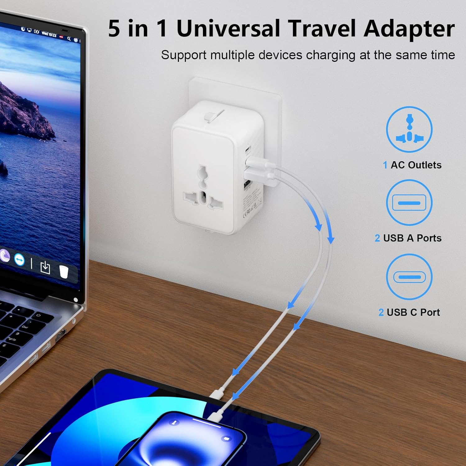 Thumbnail 3 de Universal Travel Adapter Worldwide Multi Plug 🌍