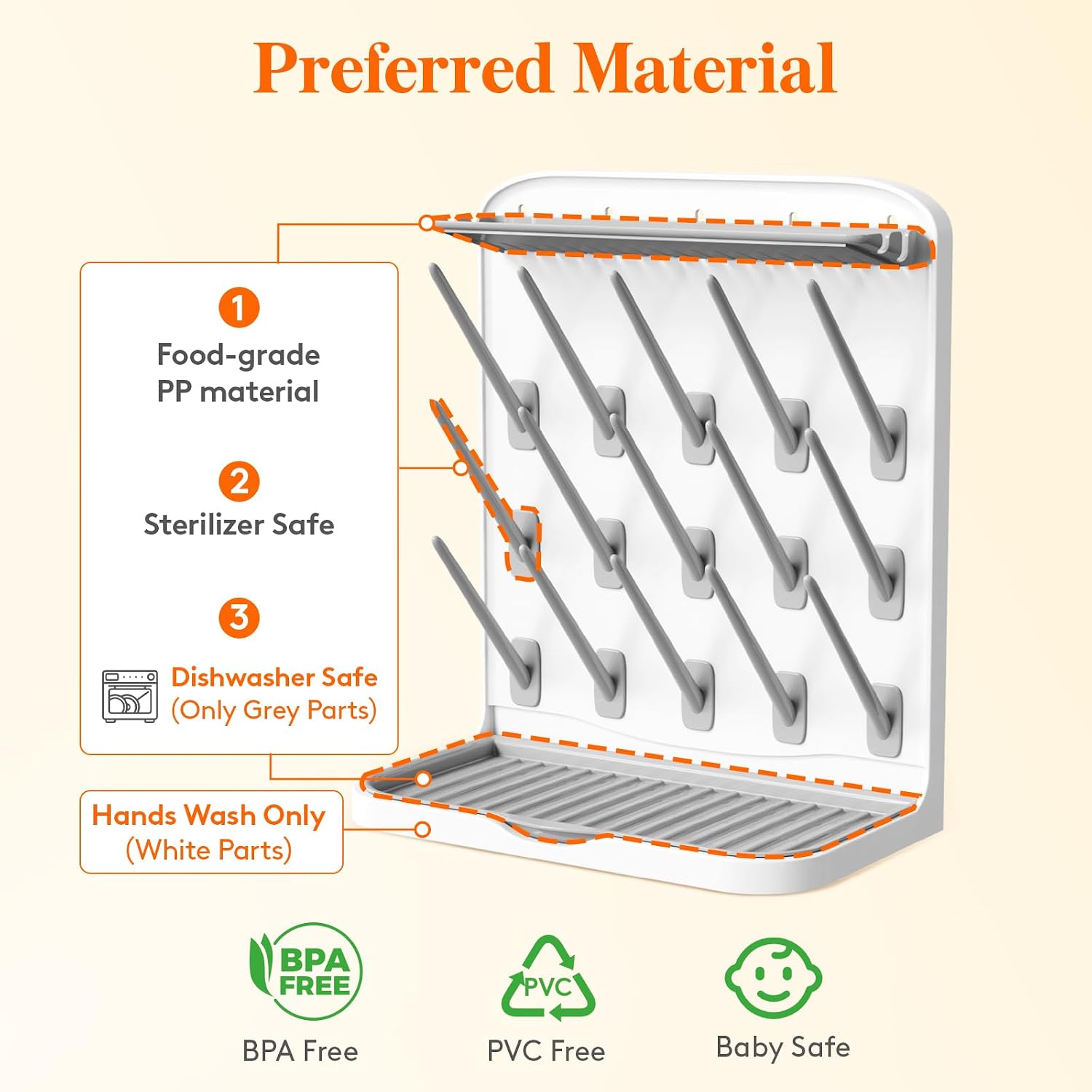 Detalle 1 de Lifewit Baby Bottle Drying Rack, 15 Pegs