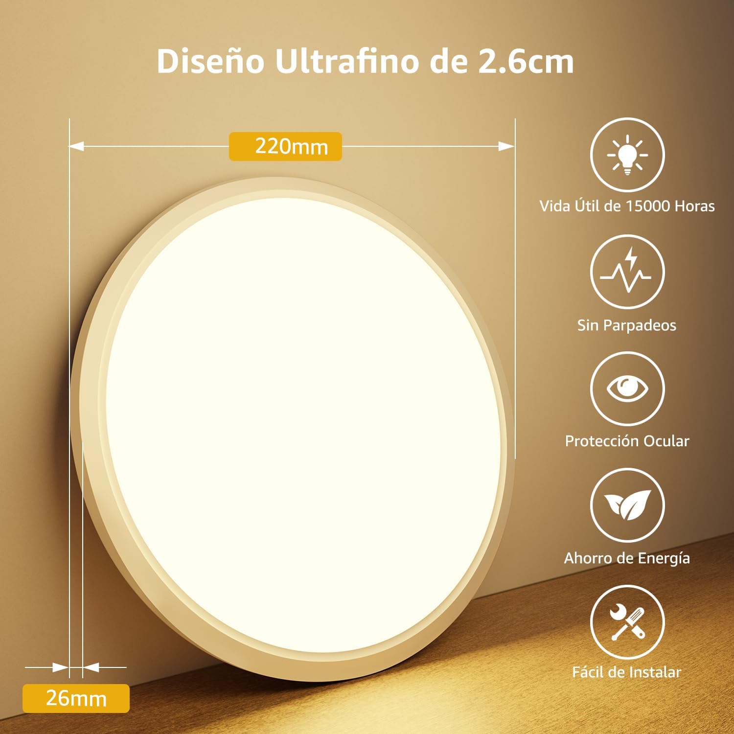 Thumbnail 2 de Lepro Lámpara LED Techo 18W Ø22cm