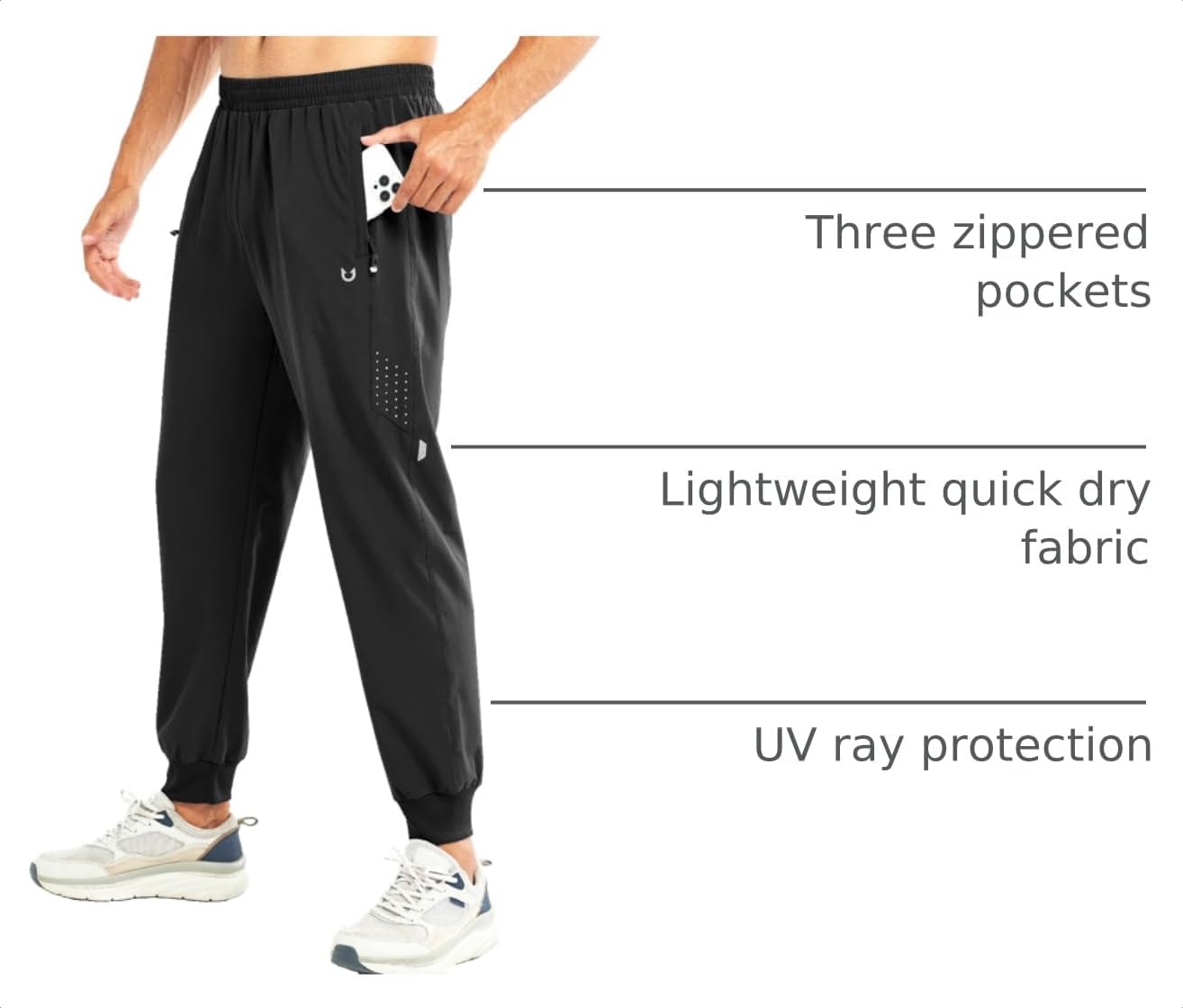 Thumbnail 3 de NORTHYARD Men's Athletic Running Pants: Lightweight, Quick-Dry Joggers with Zipper Pockets and UPF 50+