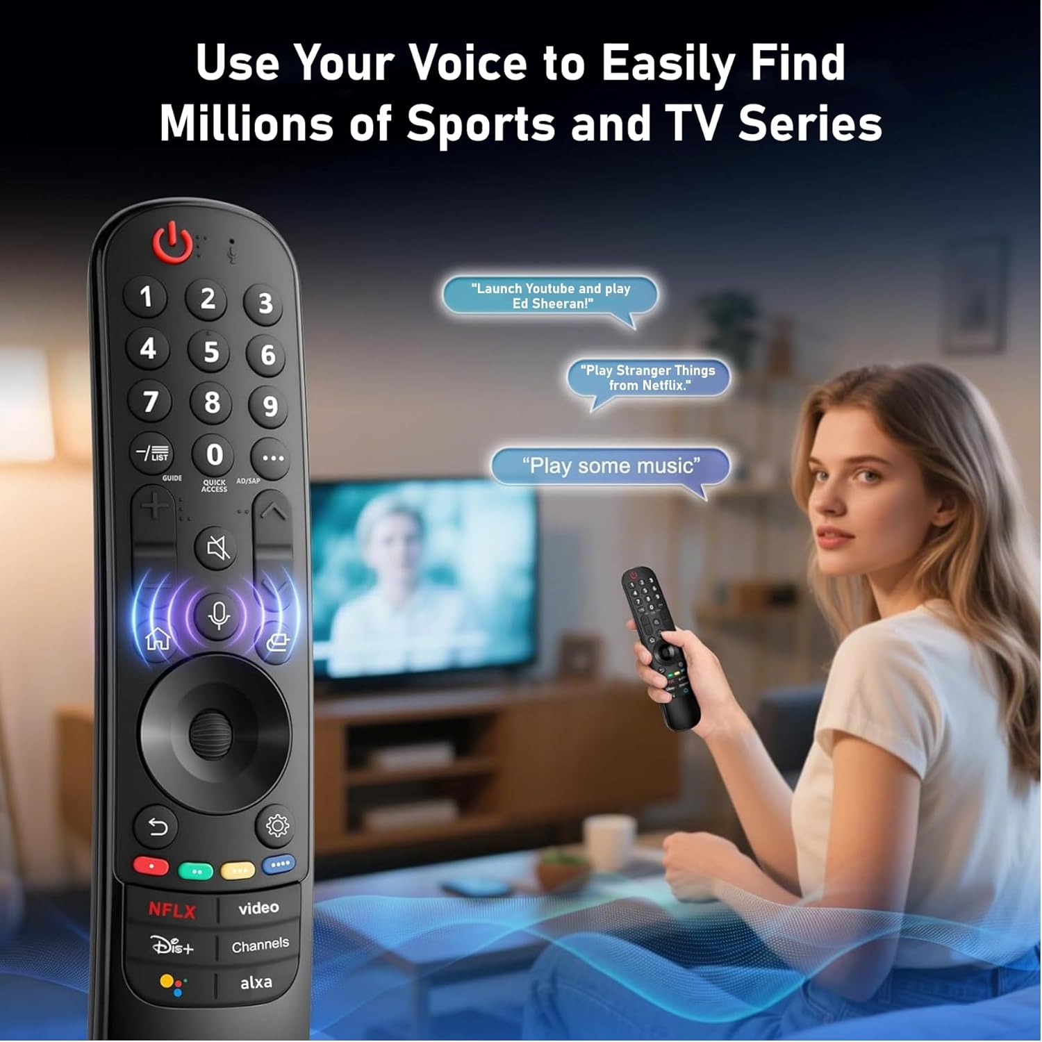 Detalle de LG TV Remote Replacement for 2019–2025 Smart TVs with Voice and Pointer — MR20/21/22/23/24GA Compatible
