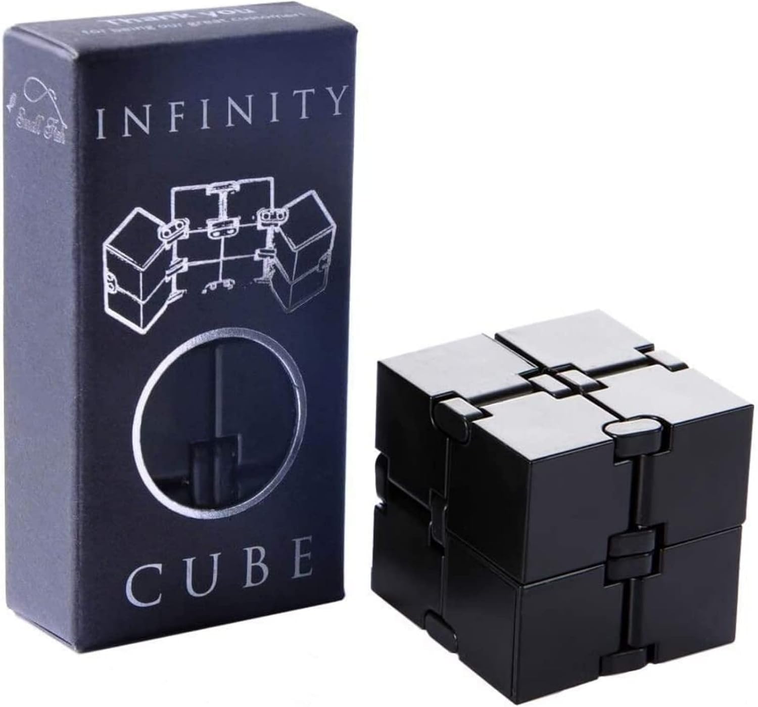Detalle de SMALL FISH Infinity Cube Fidget Toy, Black 1.5-Inch ABS Plastic