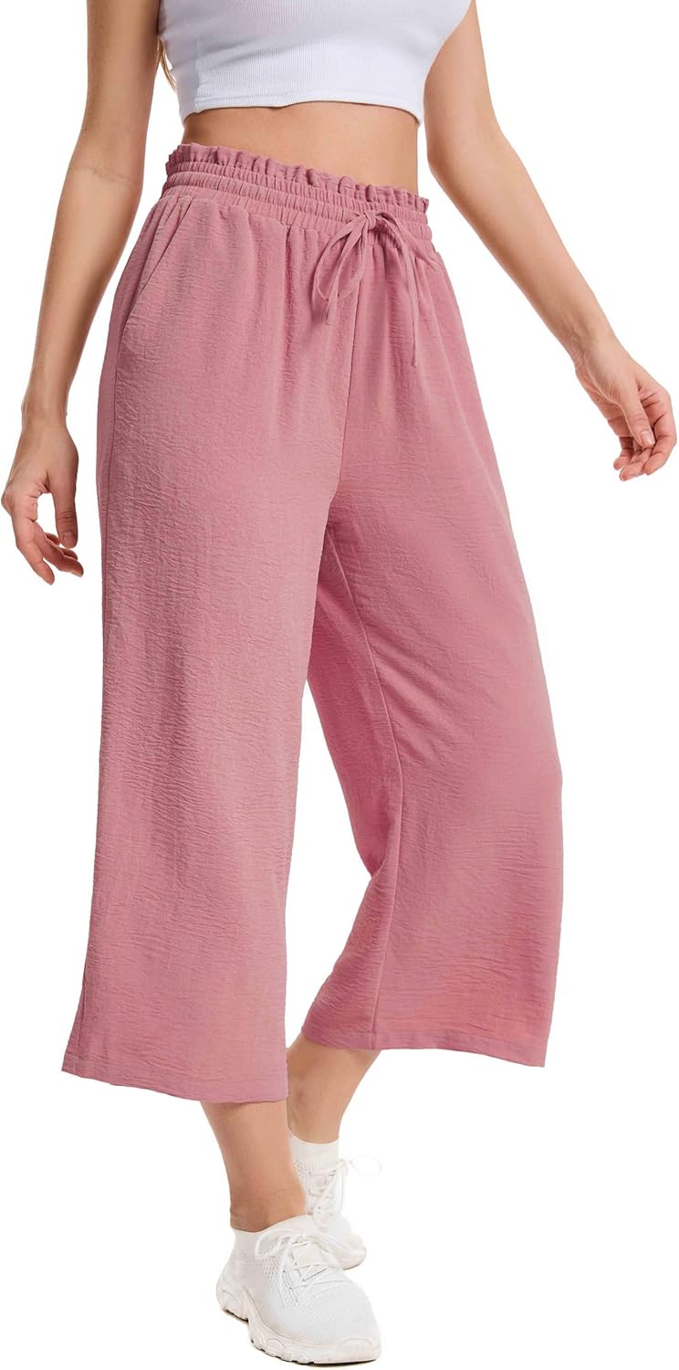 Thumbnail 1 de WUWUSKY Damen 3/4 Culotte Hose – leichte Caprihose mit Taschen, atmungsaktiv & elastisch