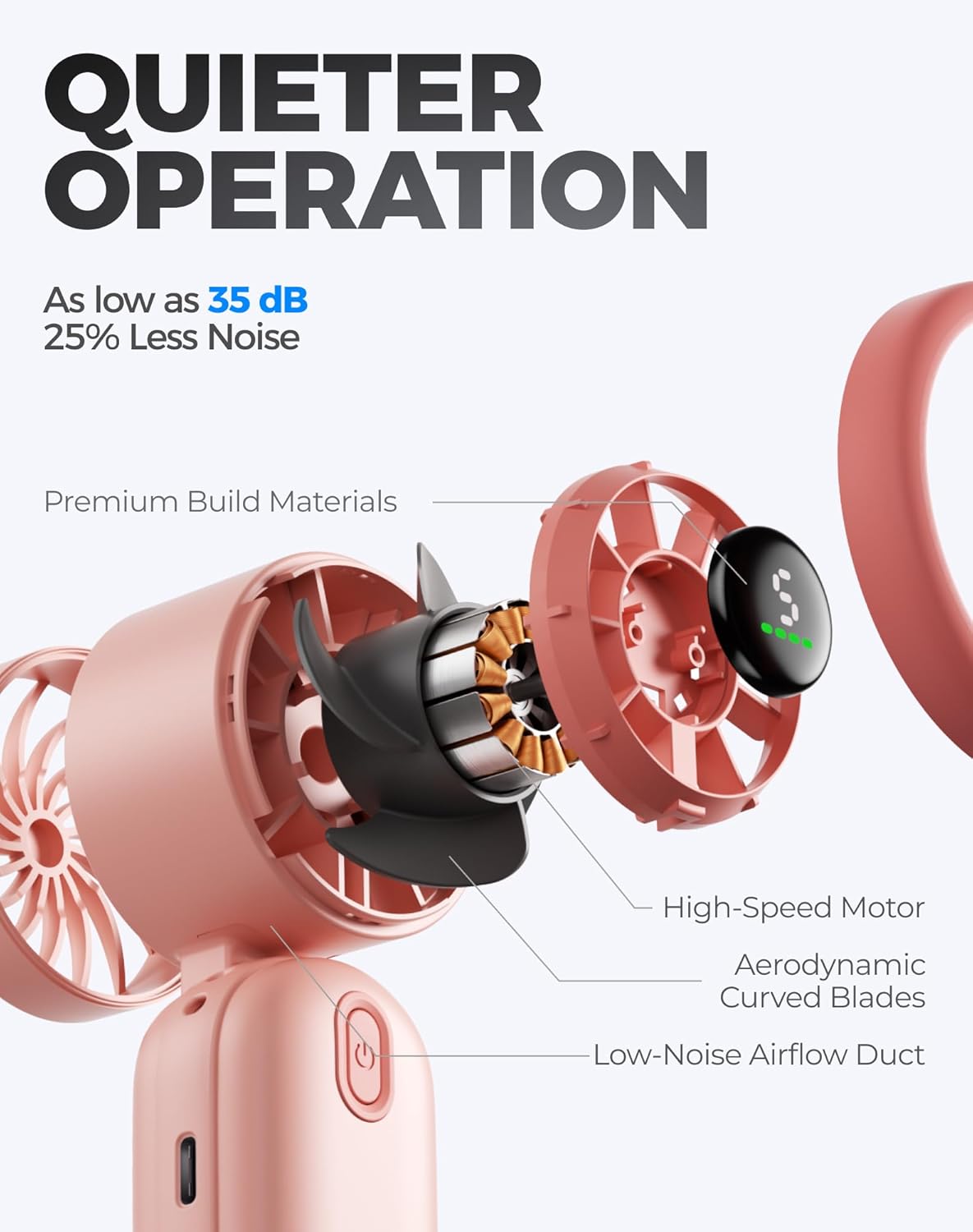 Thumbnail 2 de Diveblues iTurbo Portable Handheld Turbo Fan: 4000mAh, 5 Gear LED Display, 12 Hours of Cool