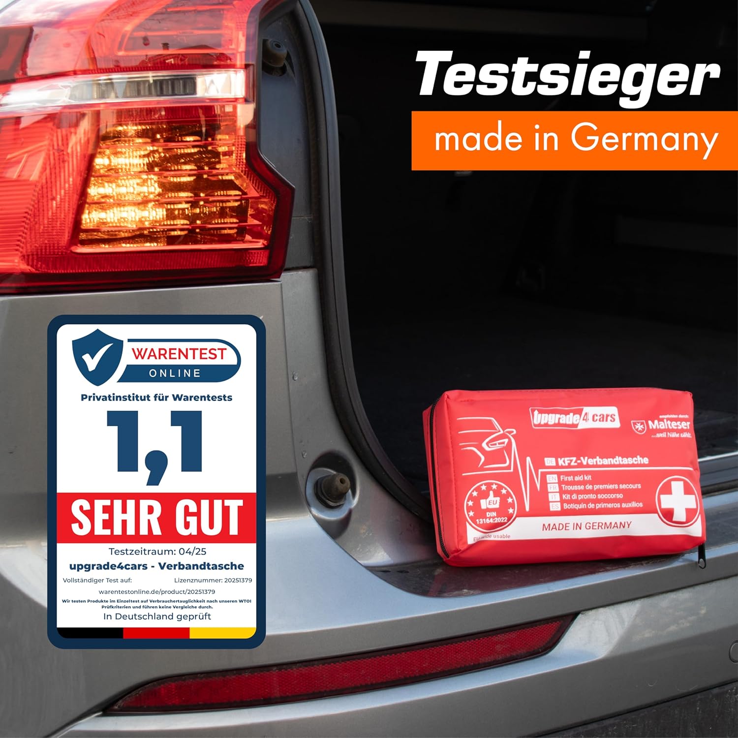 Detalle 2 de Upgrade4cars Verbandskasten Auto – 2er Pack, DIN 13164:2022-Norm, Made in Germany