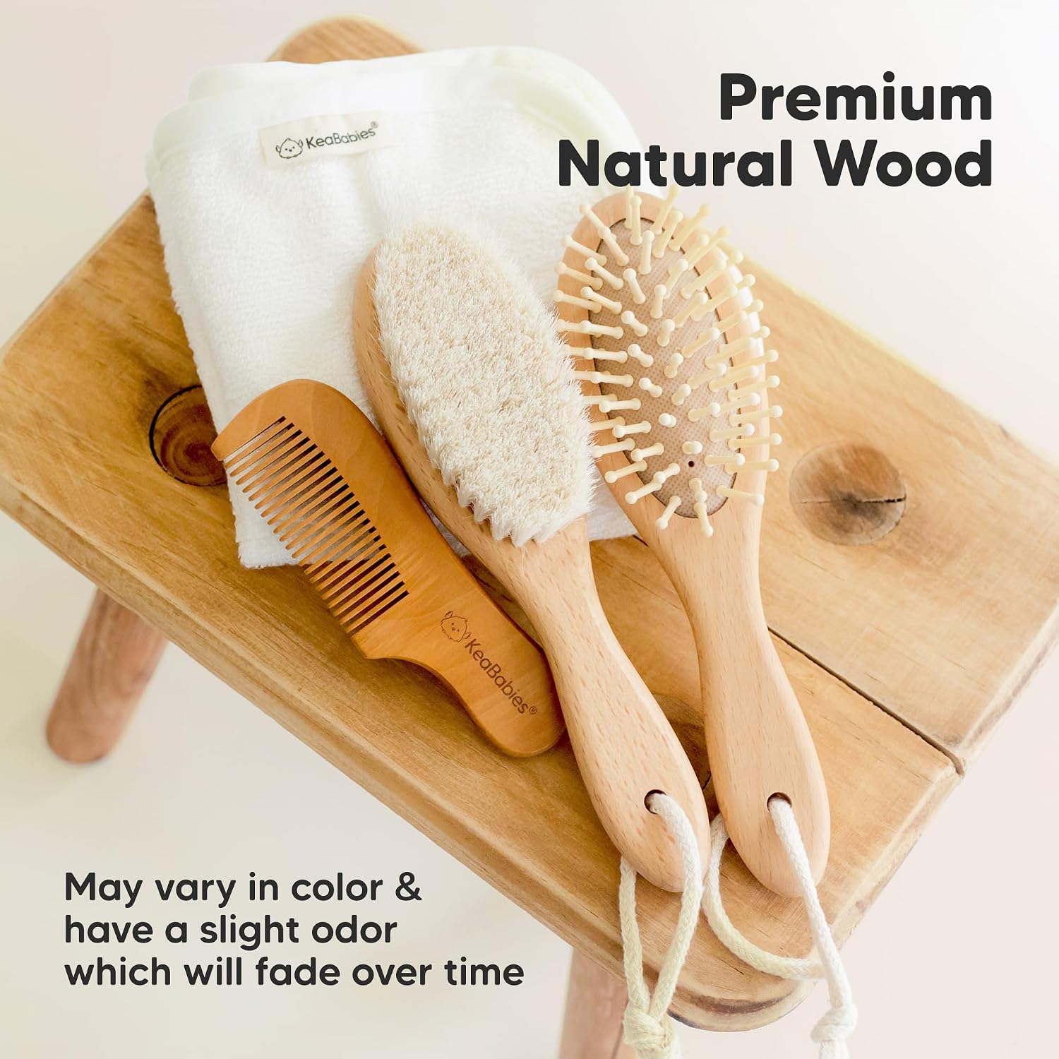Thumbnail 6 de Baby Haarbürste Neugeborene – Holz Bürste mit weichen Ziegenhaarborsten (Walnut, oval) – milchschorffreundlich, Erstausstattung Baby
