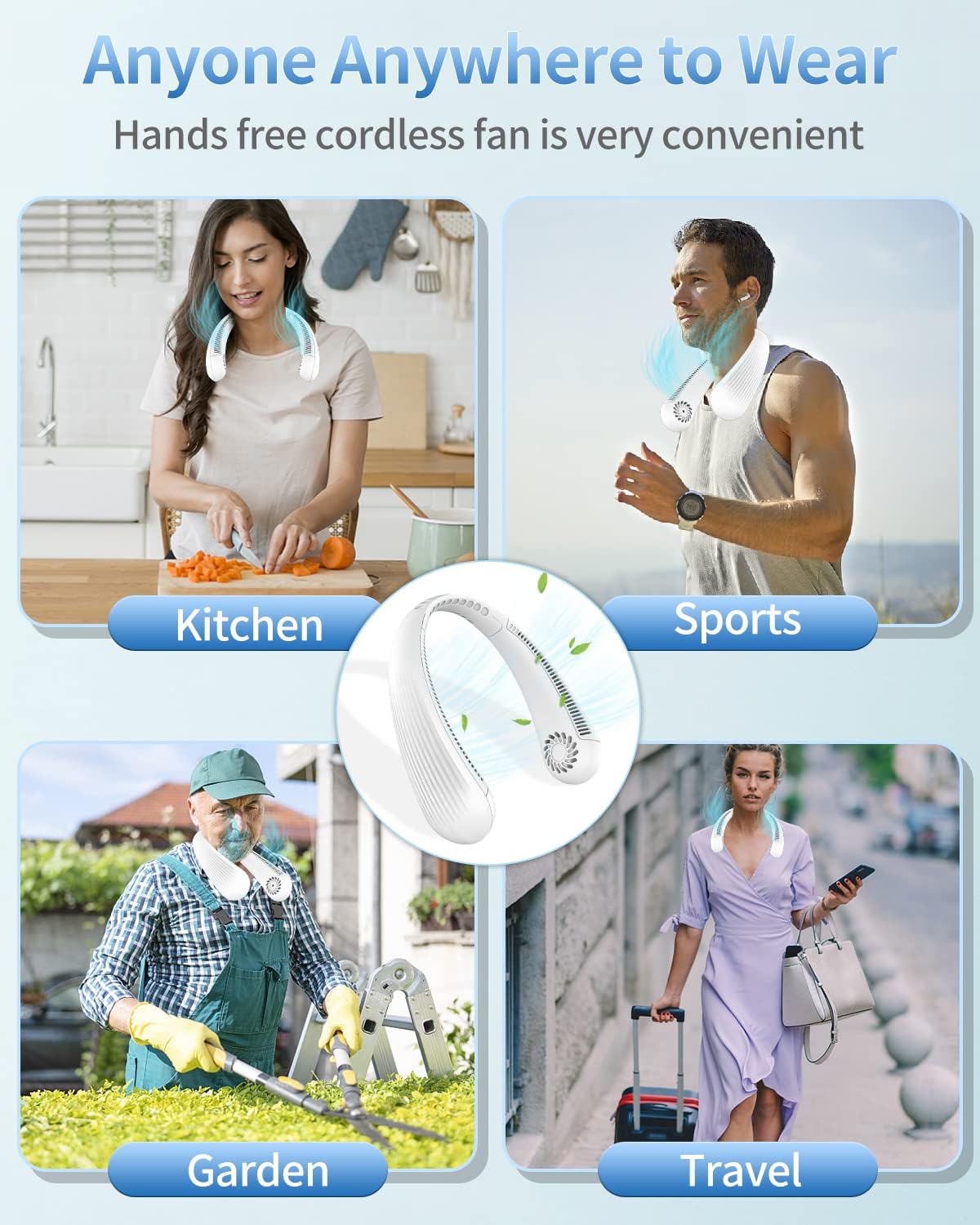 Thumbnail 4 de DDKJ Portable Neck Fan Bladeless, 360° Adjustable – Hands-Free Personal Cooling