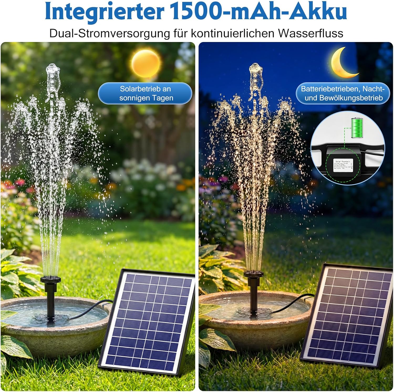 Detalle 2 de AISITIN Solar Springbrunnen 6,5 W für Garten