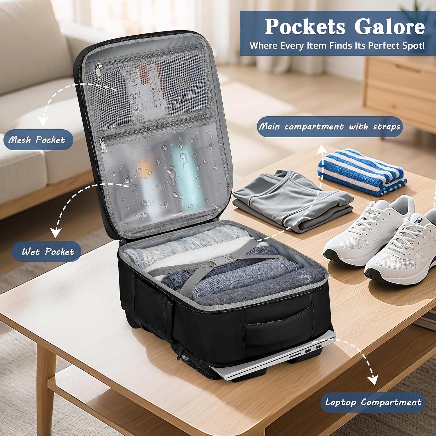 Thumbnail 3 de ETRONIK Ryanair Cabin Bag 40x30x20 25L Black