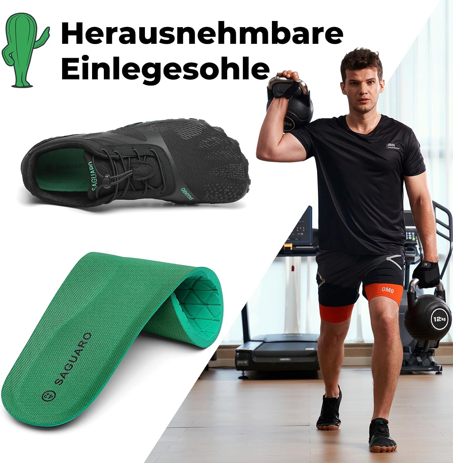 Detalle de SAGUARO Unisex Barfußschuhe für Outdoor mit Zehenbereich und Zero-Drop Sohle (Gr. 36–48)