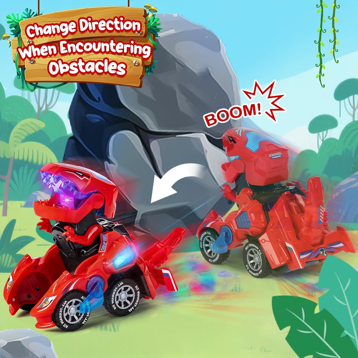 Detalle de Yellcetoy Dinosaur Transforming Car 8in