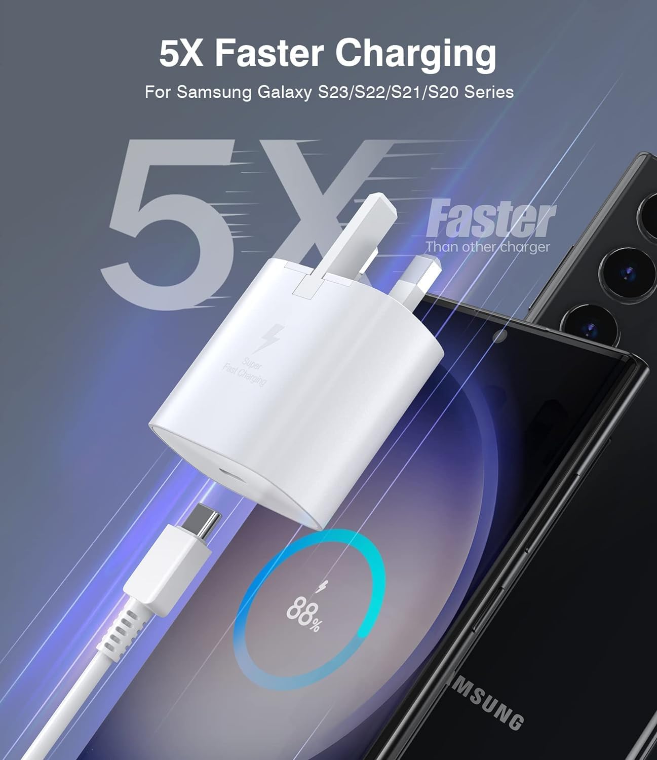 Thumbnail 4 de Samsung 25W Fast Charger Plug & 3m USB‑C Cable (2‑Pack) for Galaxy S and A Series