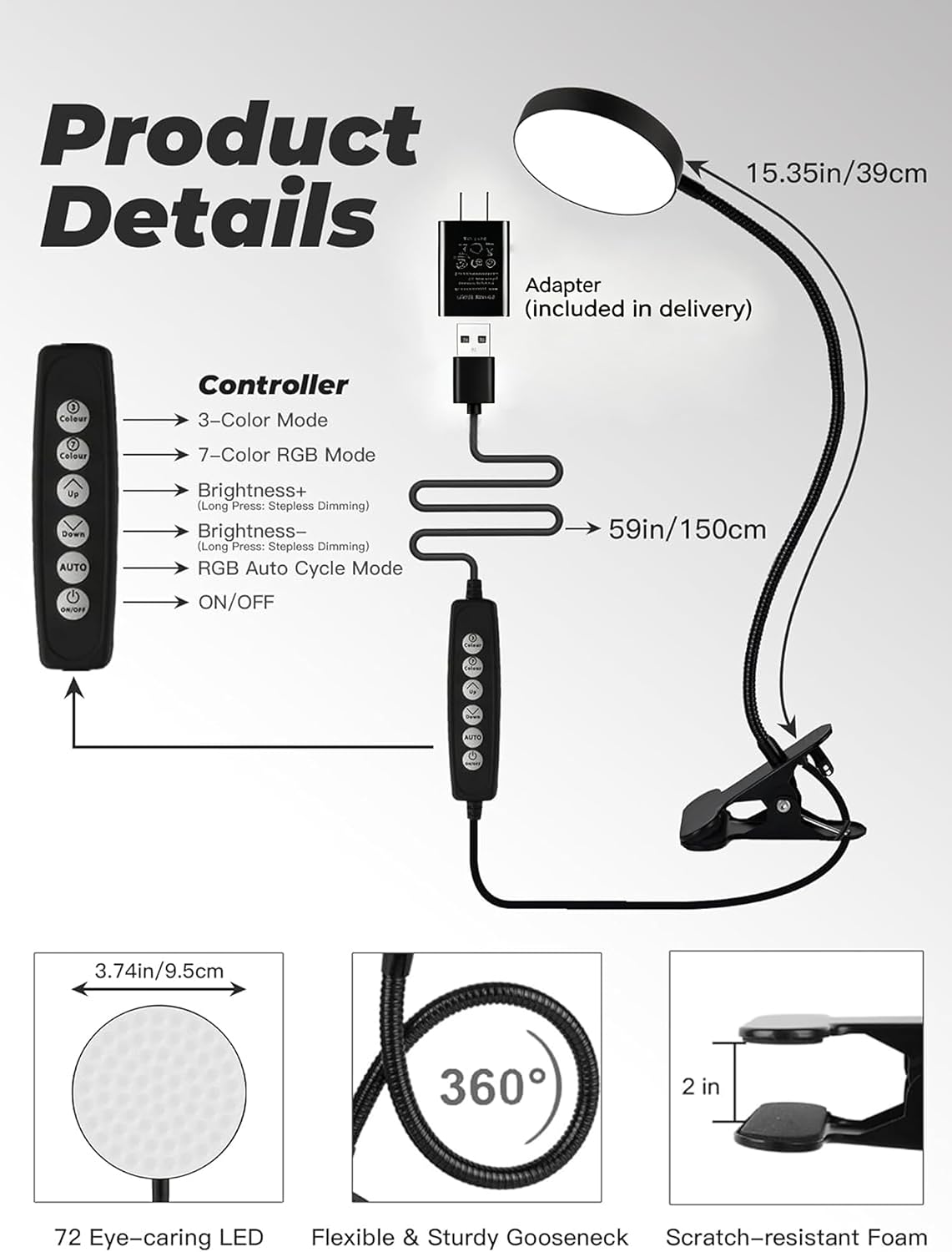 Thumbnail 6 de Clip-On Desk Lamp with 500 Lumens