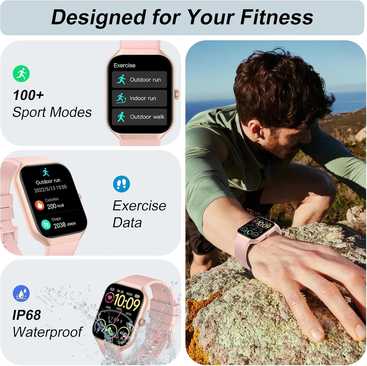 Thumbnail 6 de Montre Connectée Homme/Femme 1.96'' – Bracelet Avec Appel Bluetooth, IP68, Suivi Santé et 100+ Sports