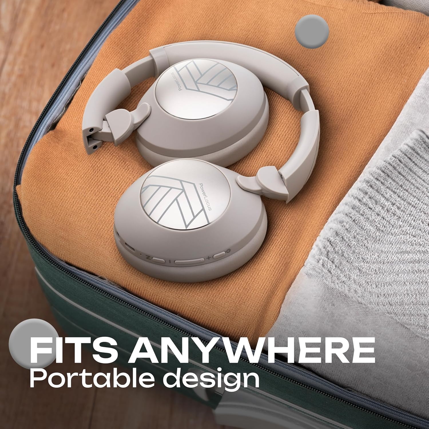 Thumbnail 5 de PowerLocus Wireless Over-Ear Headphones (Sand) with 70H Battery, 4 EQ Modes and ENC Mic