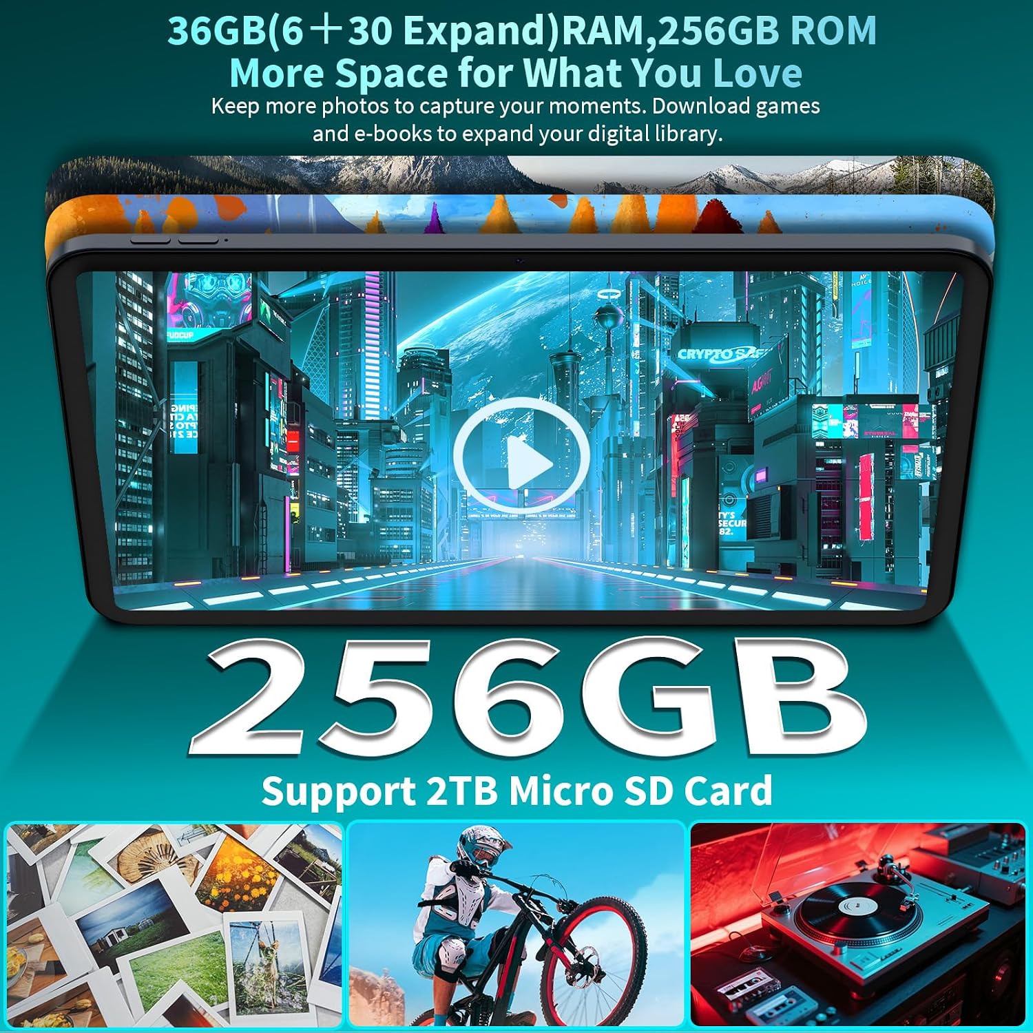 Detalle de JJGJ P90 13.4-Inch Android 16 Tablet with 2K IPS Display and Keyboard Bundle