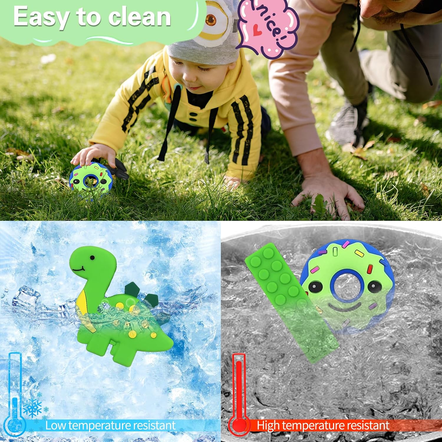 Detalle de 6PCS Sensory Chew Necklace: Food-Grade Silicone Teether For Kids and Toddlers
